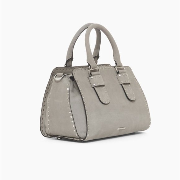 Rebecca Minkoff Midnighter Medium Satchel Grey Nubuck Leather NWT - Picture 4 of 11